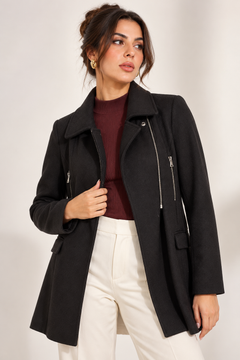 Black Wool Blend Coat - Size: M