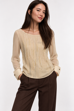 ♦︎ Beaded Sheer Blouse - Size: S