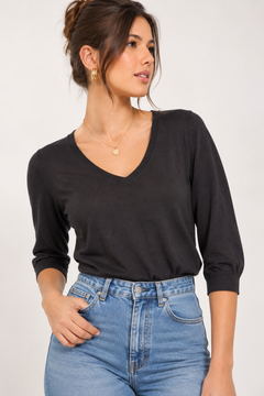 Stretch Sweater with 3/4 Sleeves- Size: M