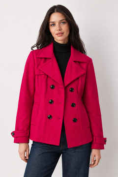 Vibrant Fuchsia Wool Blend Peacoat - Size: M/L