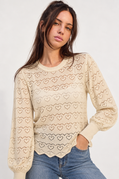 Heart Pointelle Knit Jumper - Size: S