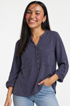 Spotted Soft Viscose Tunic/ Blouse - Size: XL