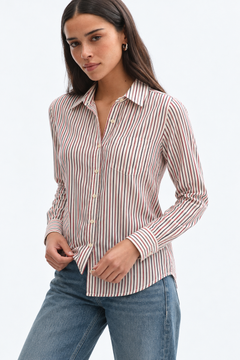 Pinstripe Flannel Shirt in All Cotton- Size: XS