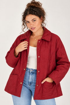 ♦︎ Quilted Maroon Jacket - Size: L/XL