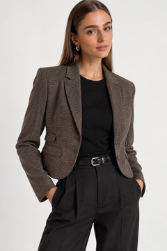 Houndstooth Tailored Button Blazer - Size: S