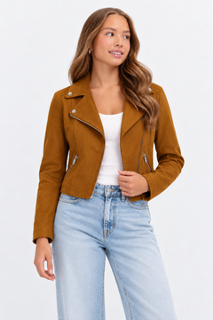 Faux Suede Biker Jacket- Size: XXS/XS