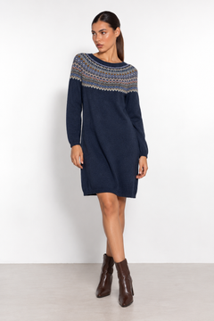Fair Isle Pattern Knit Dress - Size: M/L