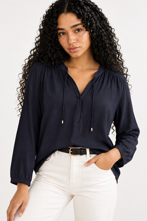 Navy Textured Blouse - Size: M/L