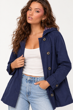 Cotton Double-Breasted Jacket - Size: S/M