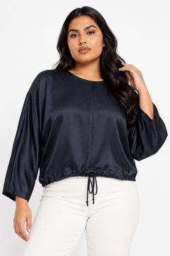 100% Viscose Drawstring Blouse - Size: M (Fits: XL)