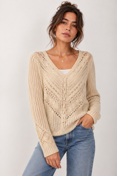 ♦︎ Cream V-Neck Jumper - Size: S/M
