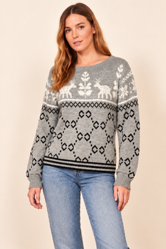 ♦︎ Grey Pattern Knit Jumper - Size: M