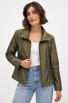 Satin Jacket with Wide Collar- Size: M/L