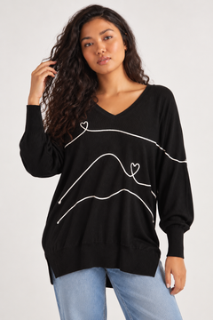 Heartbeat Knit Sweater - Size: S (Fits: L/XL)