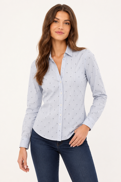 Soft Blue Striped Shirt - Size: XS