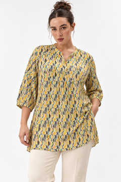 Multicolor Abstract Pattern Blouse - Size: XL