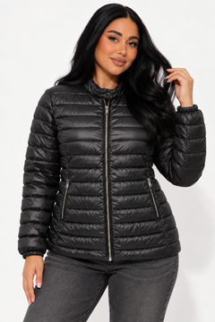 Quilted Puffer Jacket in Black- Size: XL