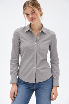 Grey Polka Dot Collared Shirt - Size: XS