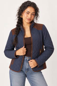 Diamond Suede-Trim Jacket- Size: L