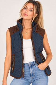 Quilted Gilet with Suede Trim - Size: M