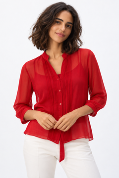 ♦︎ Red Sheer Blouse - Size: M(Fits: S )