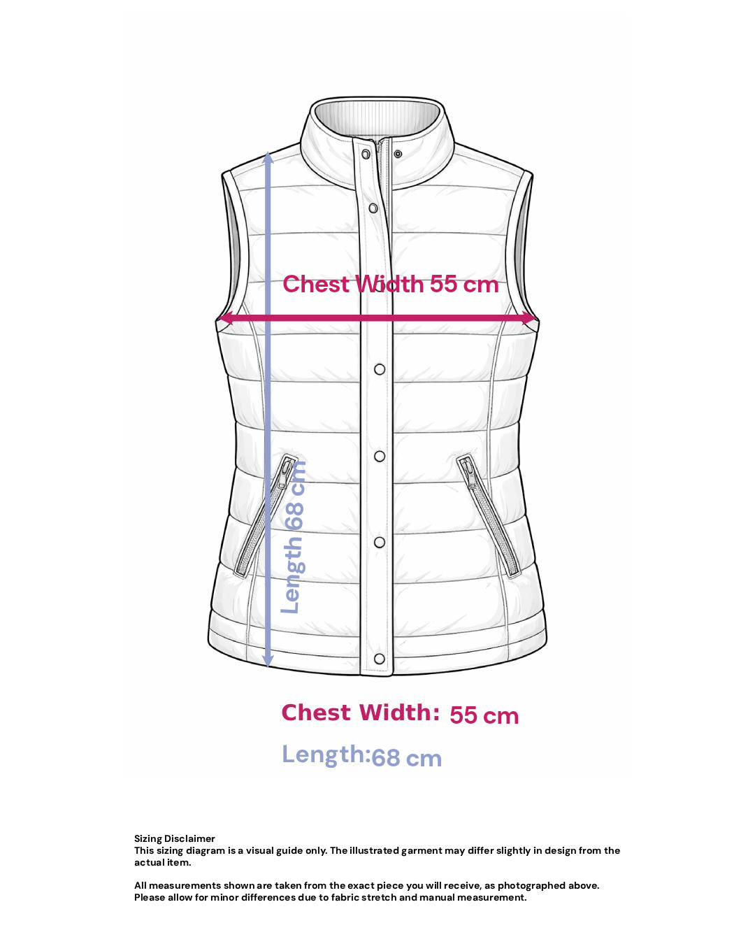 ♦︎ Red Quilted Puffer Vest - Size: L — measurements