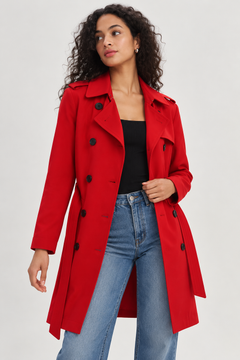 Double-Breasted Trench Coat - Size: XS/S