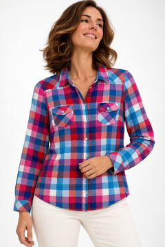 Vibrant Plaid Flannel Shirt in Heavy Cotton - Size: M/L