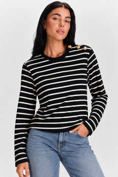 Cotton Sweater with Button Detail- Size: S/M