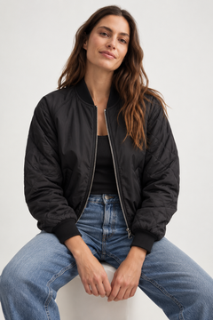 Quilted BomberJacket in Black- Size: M