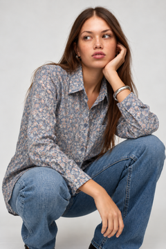Powder Blue Cotton Shirt - Size: M/L