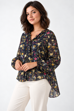 ♦︎ Navy Gold Blouse - Size: L/XL
