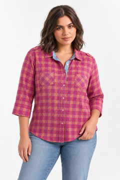 ♦︎ Plaid Pink Cotton Shirt - Size: XL