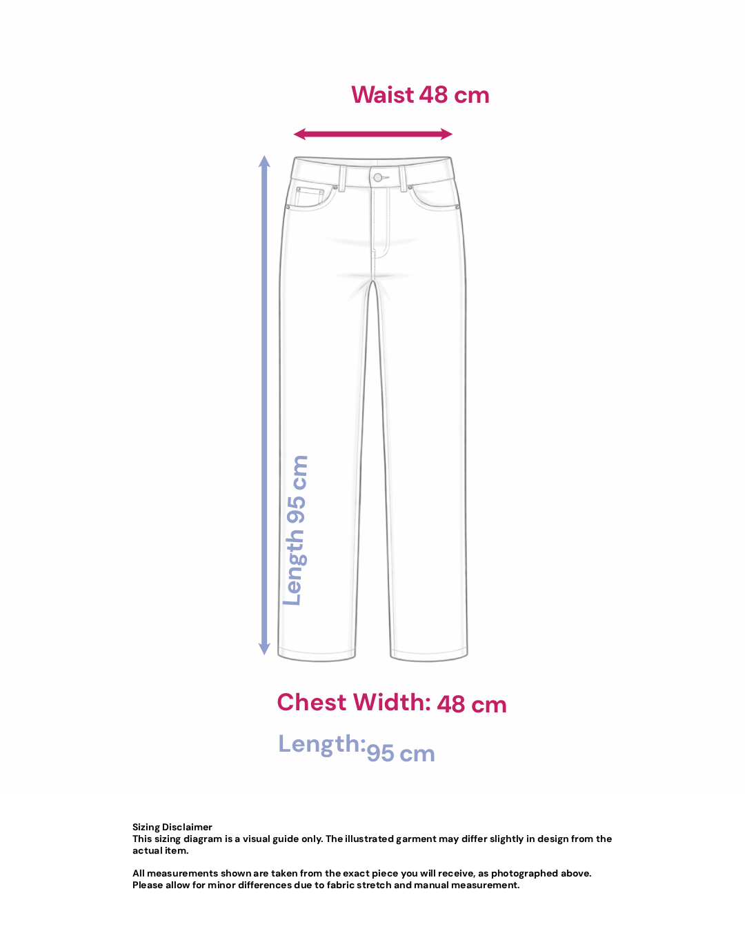 ♦︎ Viscose Drawstring Pants - Size:XL/XXL — measurements