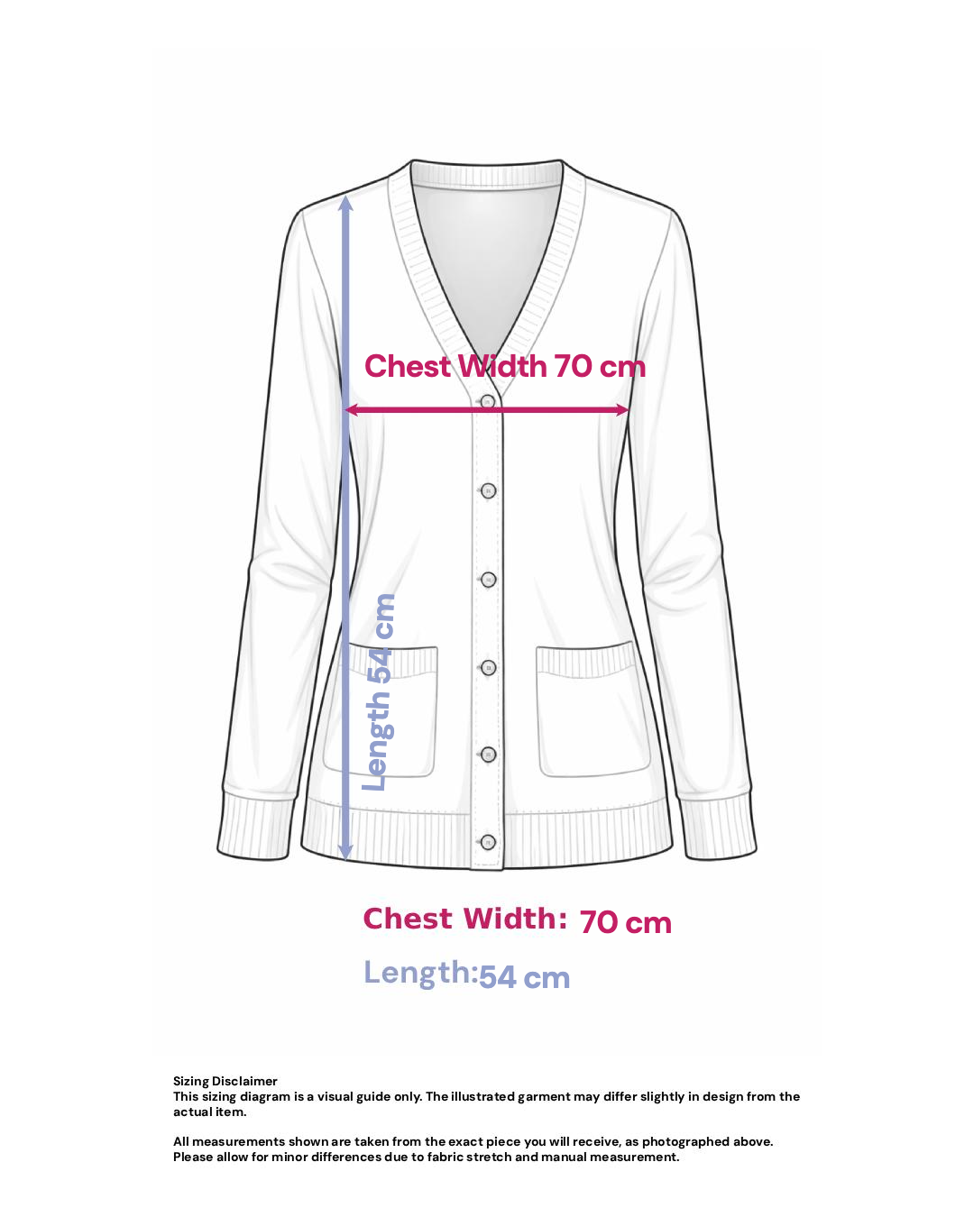 Wavy Chevron Knit Cardigan - Size: XL/XXL — measurements