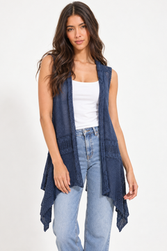 Open Knit Cardigan in Linen Viscose- Size: M