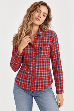 Red Plaid Shirt in All Cotton- Size: M