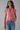Coral Water Color Blouse in Blurred Stokes- Size: S