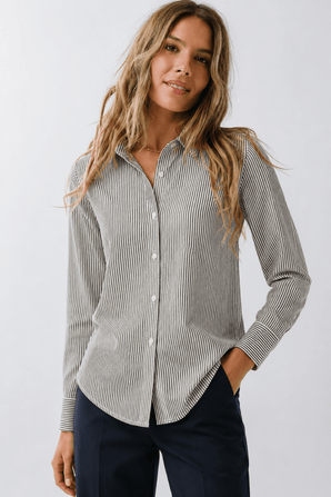 Crinkled Cotton Shirt in Grey- Size: S/M