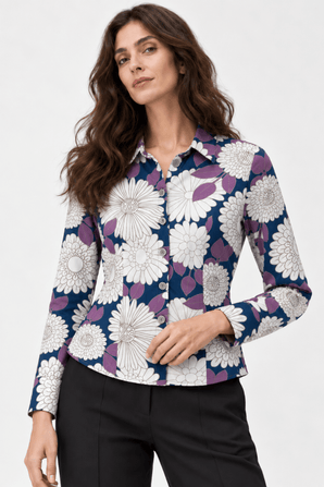 Floral Shirt with Purple Accent- Size: S/M