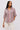 Cotton Blend Striped Shirt in Mauve and Cream- Size: L