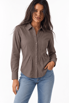 Soft Cotton Blouse in Classic Brown- Size: XS