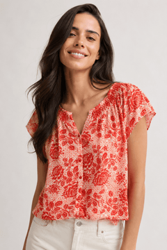 Coral Tones Blouse in Rayon- Size: S