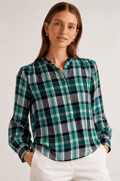Ruffle Collar Blouse in All Cotton- Size: S