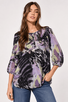 Watercolor Print Blouse - Size: S/M