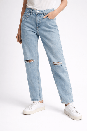 Distressed Knee Rips Jeans in All Cotton-Size: S/M