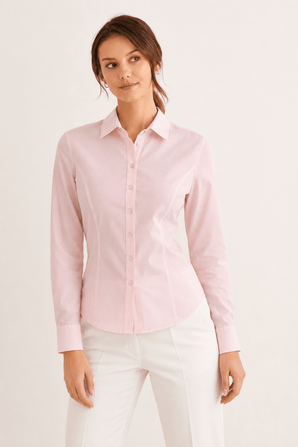 Fitted Cotton Shirt in Light Pink- Size: S