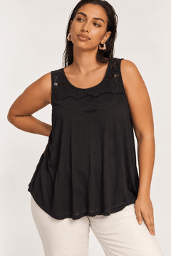 Lace Detail Top in Viscose- Size: XL