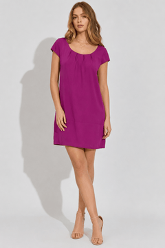 Magenta Scoop Neck Dress with Pleat Detail- Size: M