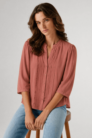 Pleated Detail Pink Blouse - Size: M
